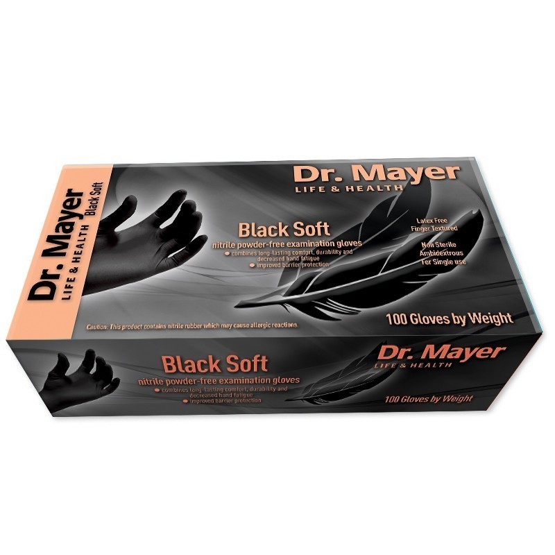 Manusi examinare nitril negre soft marimea XS Dr.Mayer DR.MAYER